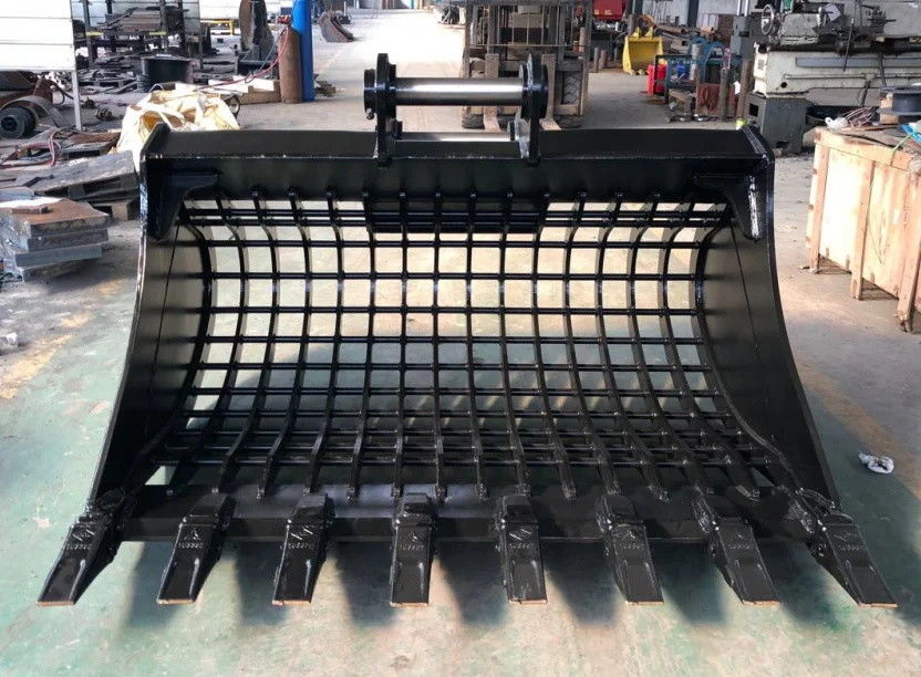 Heavy Duty Skeleton Skid Steer Bucket Untuk Pengolah Puing-puing 1-50T