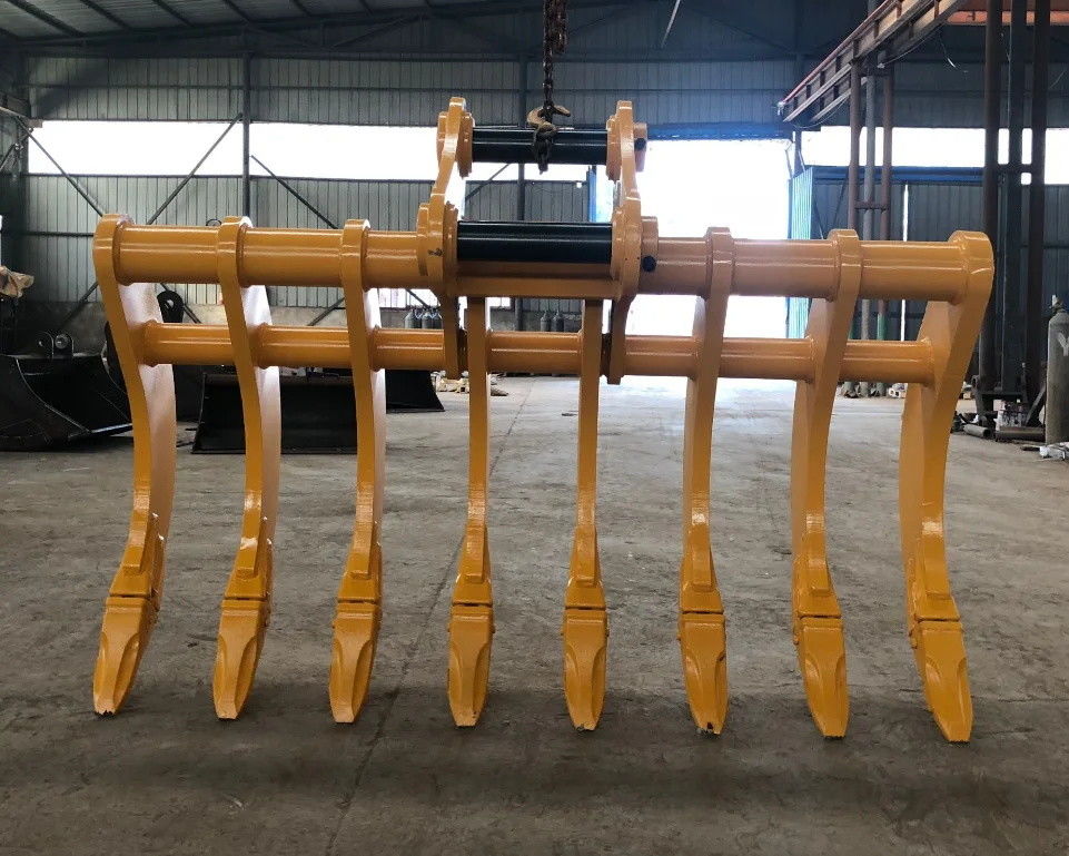 Heavy Duty Steel Excavator Root Rake Excavator Rake Attachment untuk Penghapusan Akar