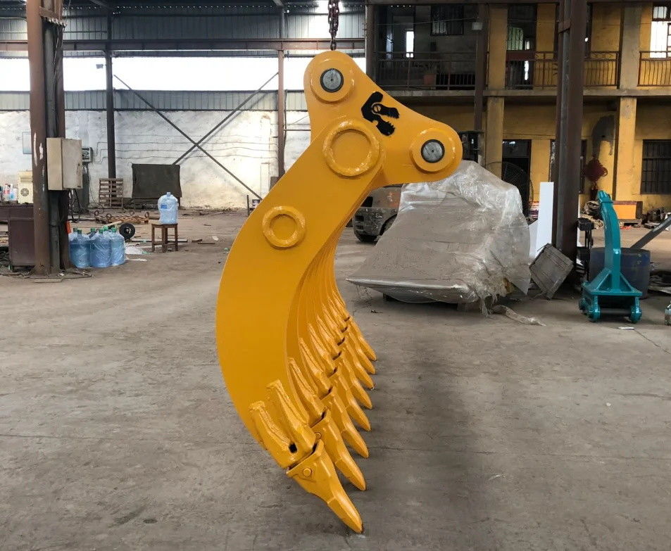 Heavy Duty Steel Excavator Root Rake Excavator Rake Attachment untuk Penghapusan Akar