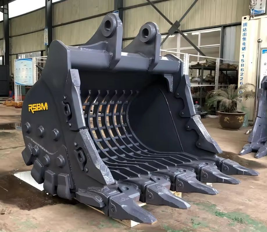 Mesin berat Bagian pengelompokkan tanah Q355 Skeleton Bucket Untuk Excavator 1-80T